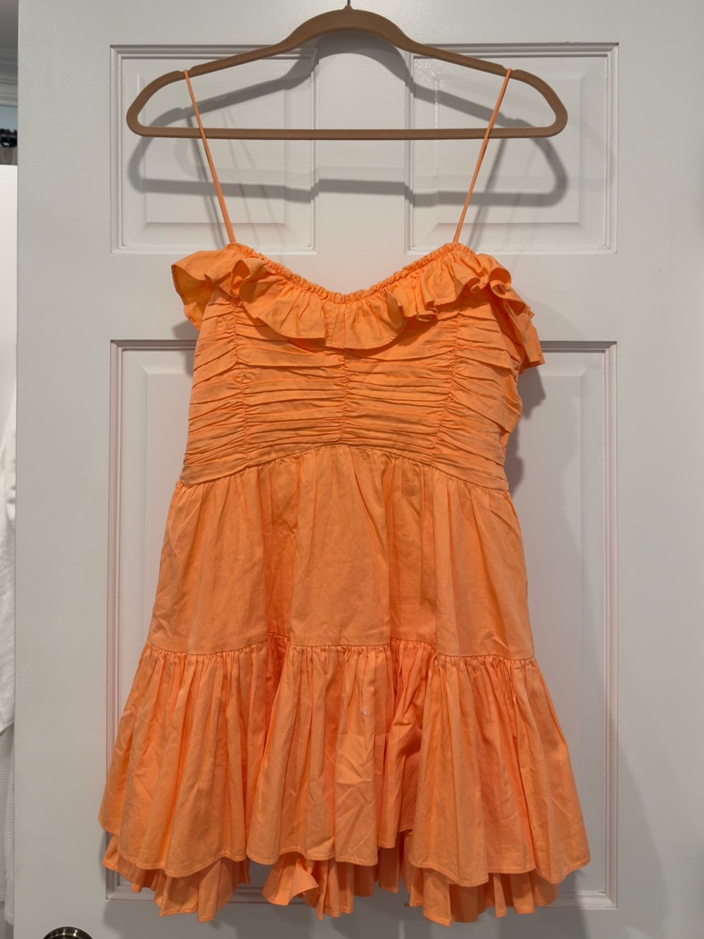 LoveShackFancy Orange Ruffle-Tiered Mini Dress